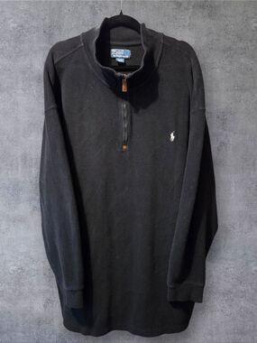 Polo by Ralph Lauren Black Half-Zip Pullover with White Pony